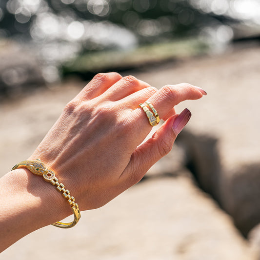 Lion Bangle and Snake Ring Set