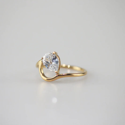 Pear CZ Ring