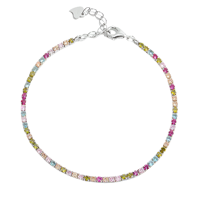 Colored Stone Silver Tennis Bracelet