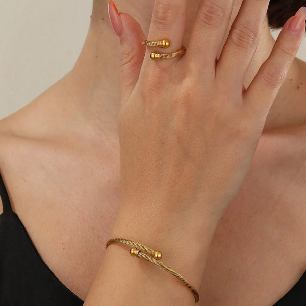 Twisted Bracelet And Ring Set