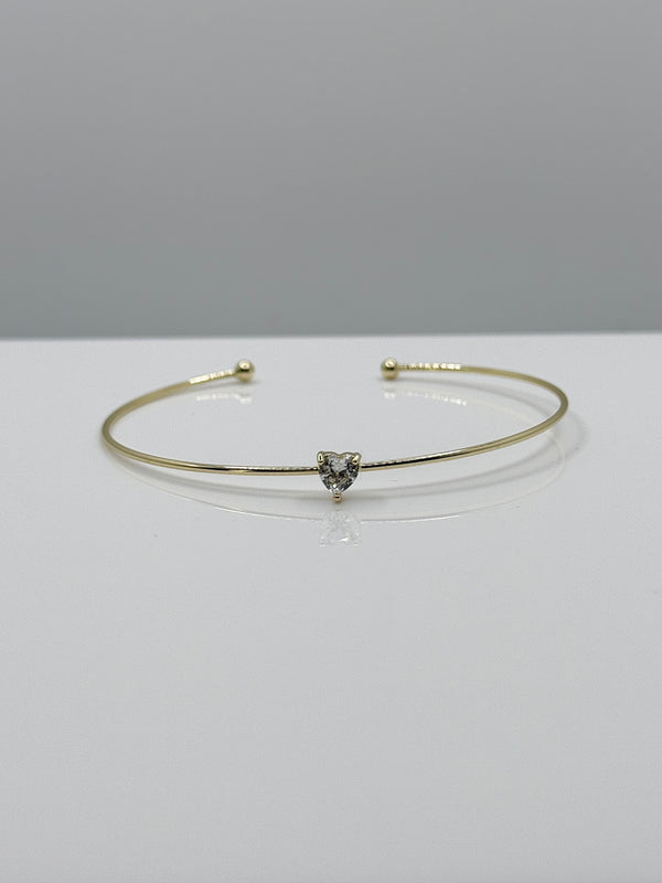 Solitaire Heart Cuff