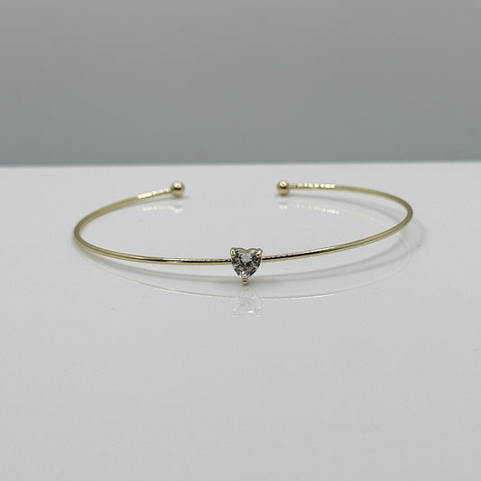 Solitaire Heart Cuff