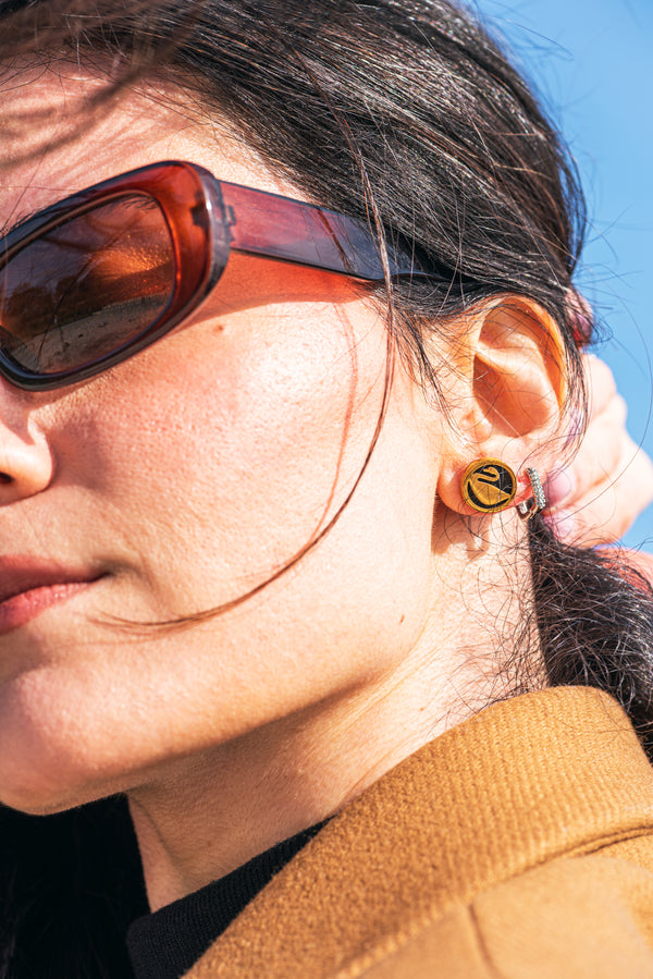 Gold Swan Stud Earrings