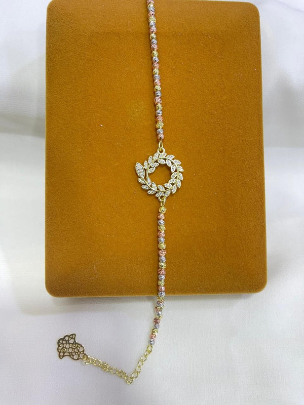 Gold Tri-Color Wreath Bracelet