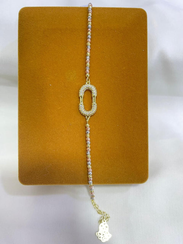 Tri-Color Pavé Oval Link Bracelet