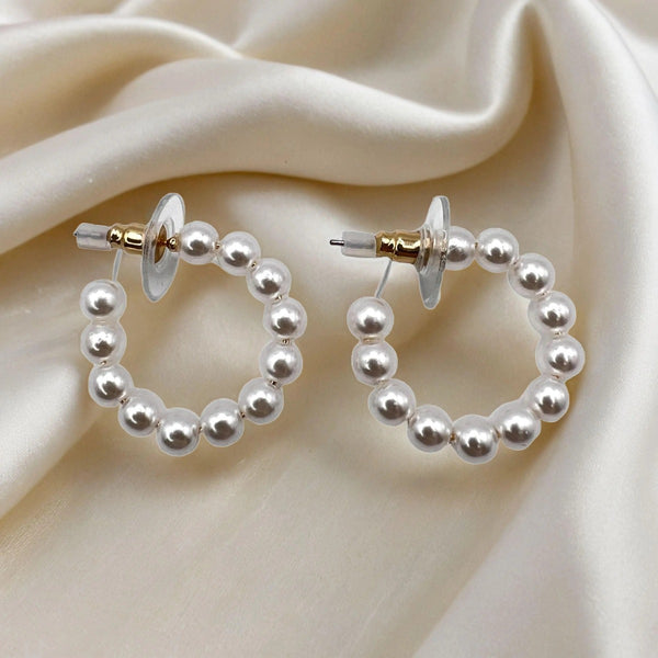 Pearl Beaded Hoop Earrings